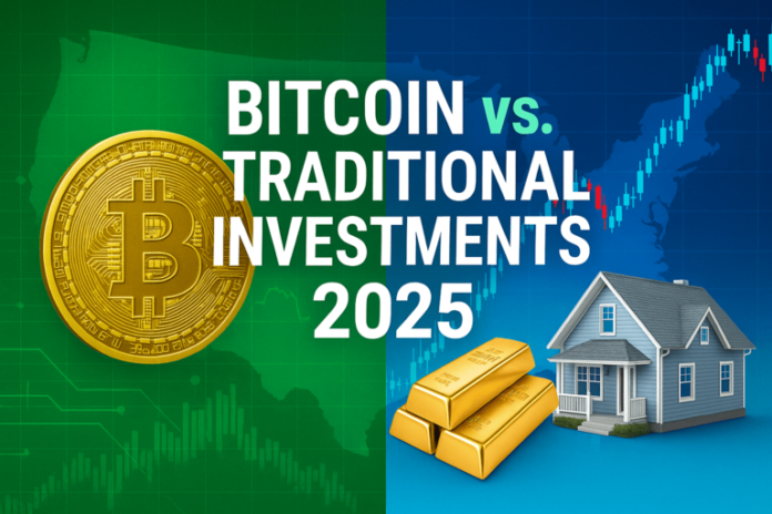 Bitcoin vs stocks gold real estate comparison chart 2025