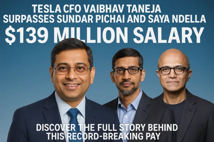 Tesla's CFO Vaibhav Taneja surpasses Sundar Pichai and Satya Nadella after receiving 139 Million USD in Salary