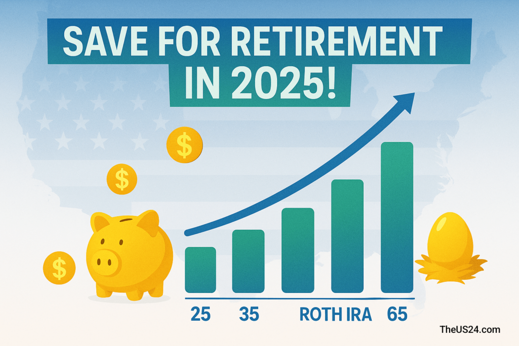 Compound interest chart for how to save for retirement in your 20s/30s in the USA