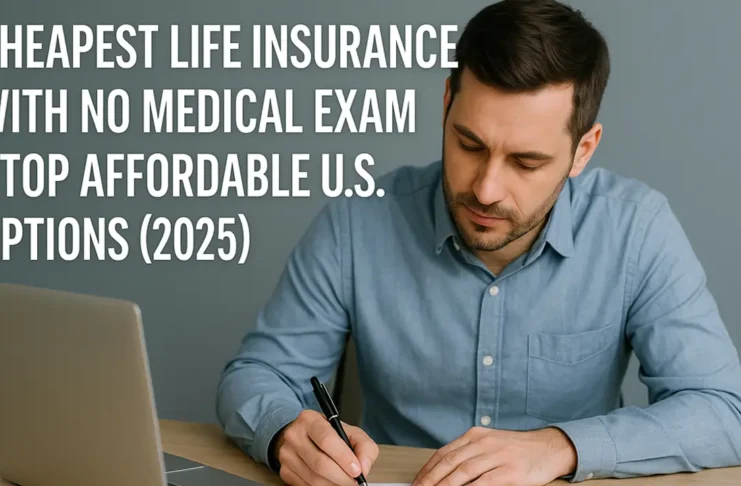 A man filling out a life insurance form, highlighting affordable no medical exam policies in the USA (2025)