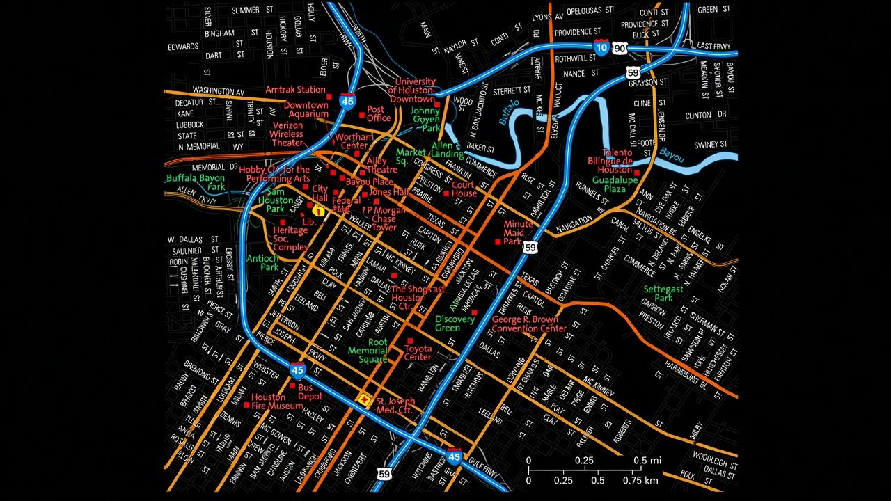 Downtown Houston Texas Map Downtown Houston, Texas map