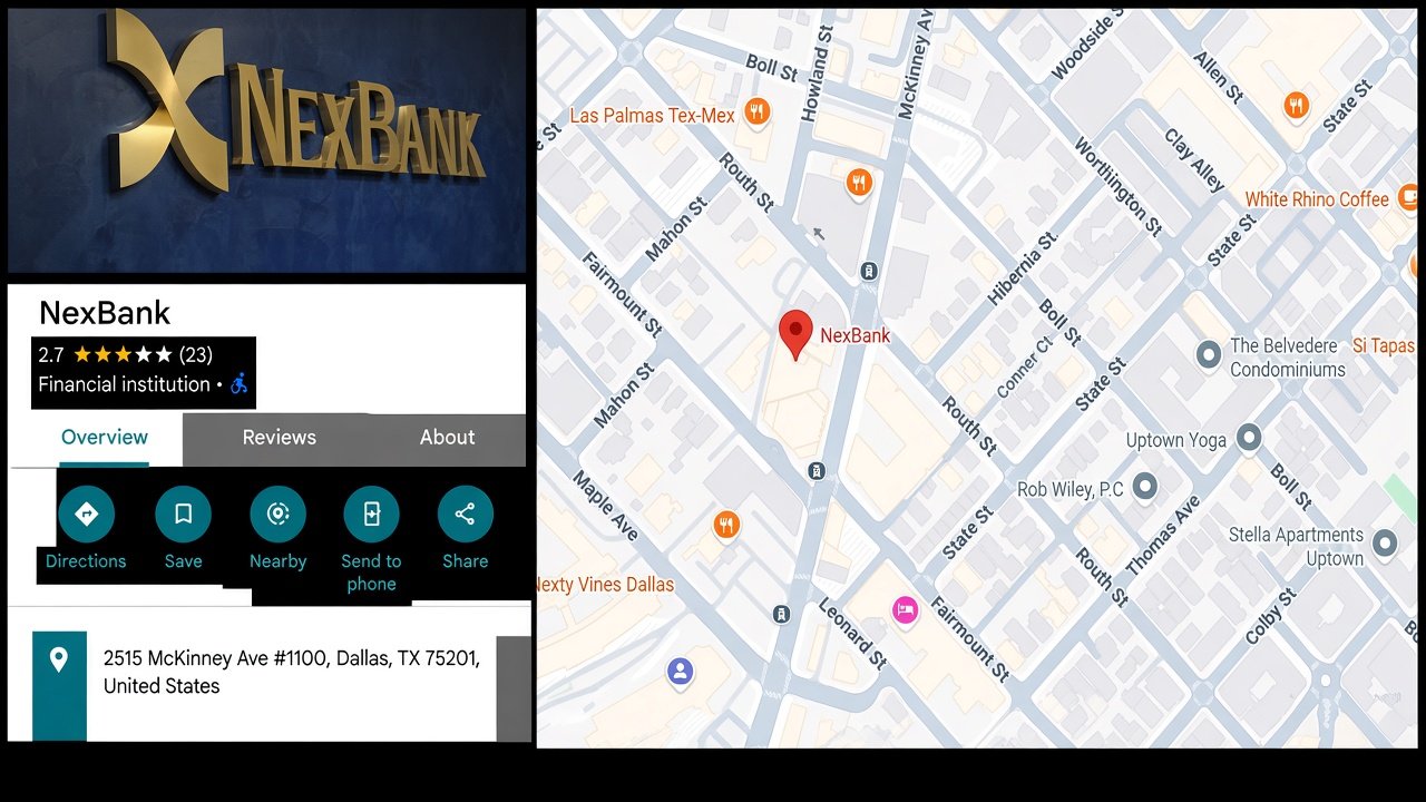 NexBank Google Map Location Dallas Texas NexBank Google Map location in Dallas, Texas