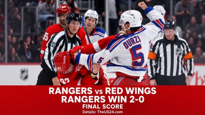 Rangers vs Red Wings 2-0 Final Score Rangers vs Red Wings final score 2-0